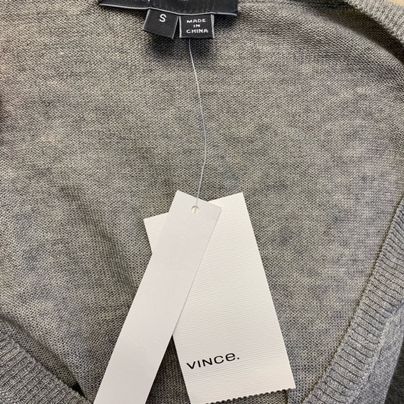 Vince Silk & Cashmere V-Neck Sweater Grey Small - Picture 6 of 11